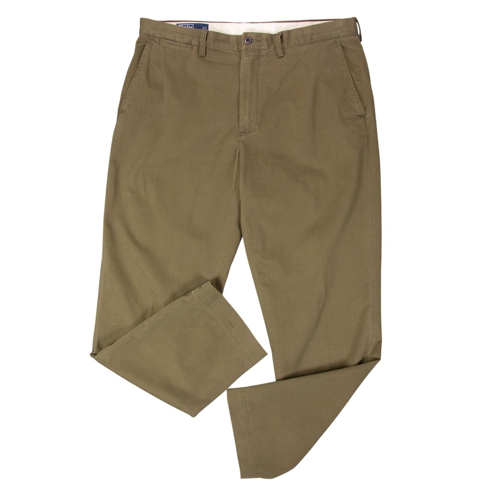 VTG Polo‎ Ralph Lauren Preston Pant Mens 36/32 Brown Olive Cotton Chino Trousers